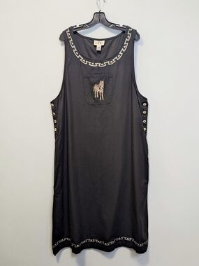 Vintage 90s Original TY Wear 20W Zebra Novelty Lagenlook Cotton Maxi Dress
